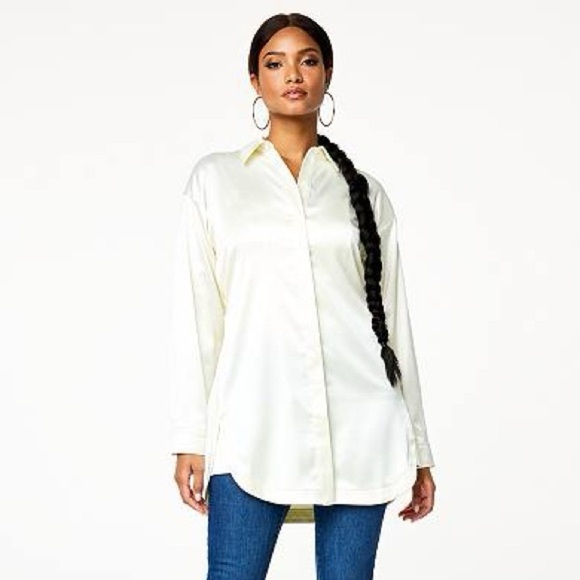 Intempo Tops - 🤎 NWT Intempo Women’s Oversized Satin Tunic Shirt Size XXL